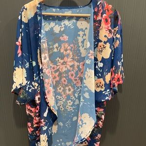 kimono open front coverup wrap large sheer beach summer swim floral‎ colorful
